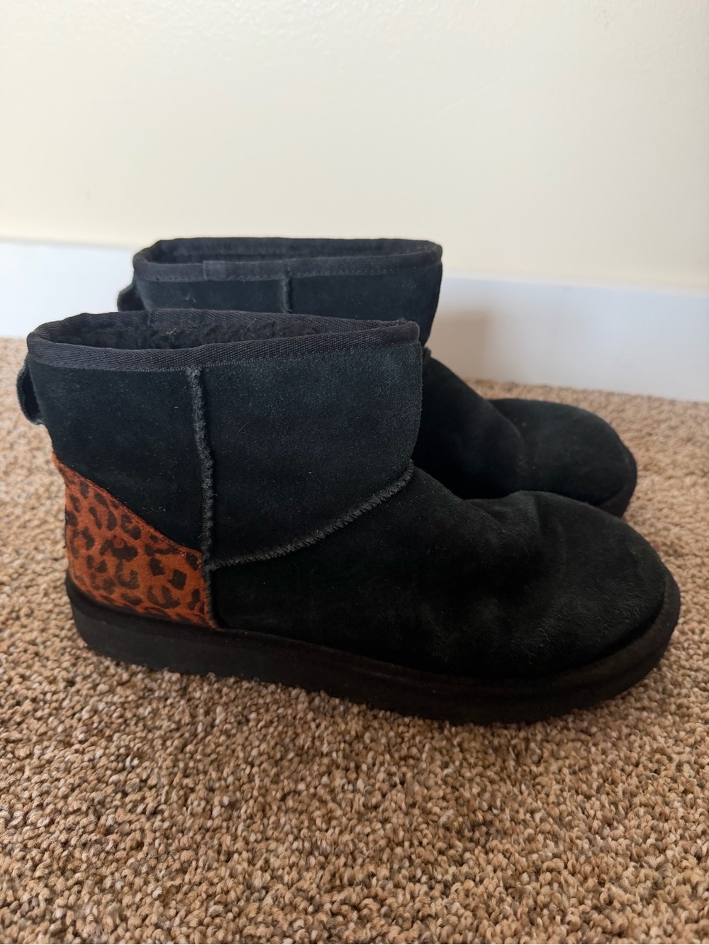 KOOLABURA Black & Leopard Print Heel Short Boot